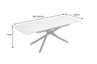 MIKADO Ausziehbarer Esstisch 180-230cm weiß Keramik schwarz Sterngestell