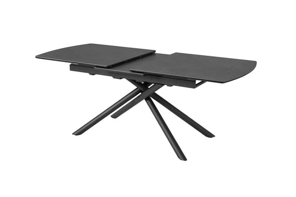 MIKADO Ausziehbarer Esstisch 180-230cm graphit Keramik schwarz Sterngestell
