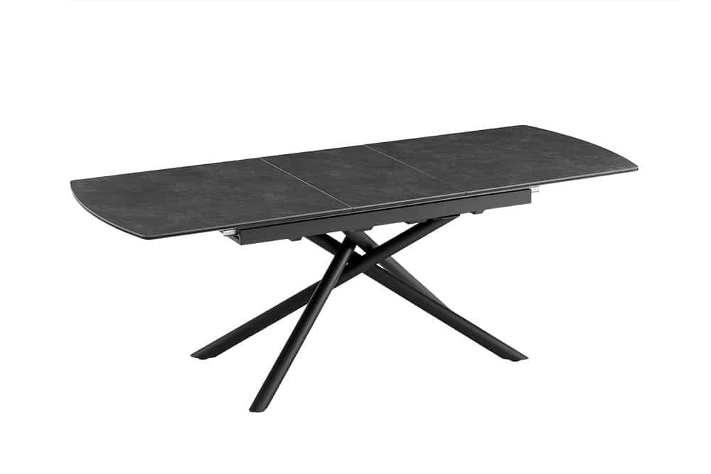 MIKADO Ausziehbarer Esstisch 180-230cm graphit Keramik schwarz Sterngestell