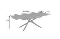 MIKADO Ausziehbarer Esstisch 180-230cm graphit Keramik schwarz Sterngestell