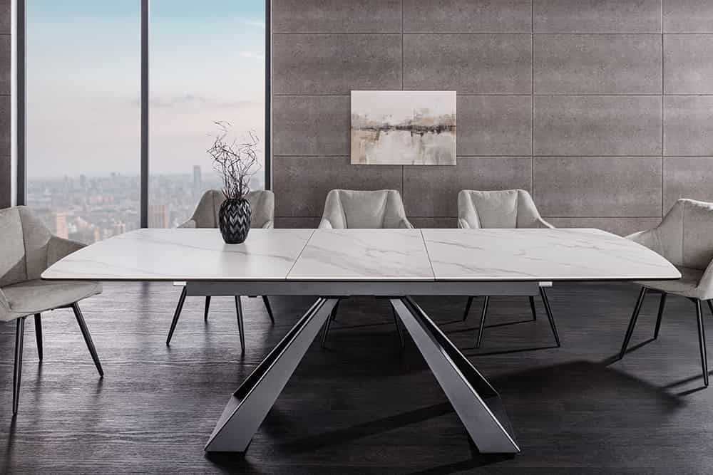 CONCORD Ausziehbarer Esstisch 180-230cm Keramik schwarz Metall