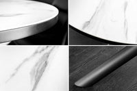 MIKADO Ausziehbarer Esstisch 120-160cm weiß Keramik oval schwarz Sterngestell