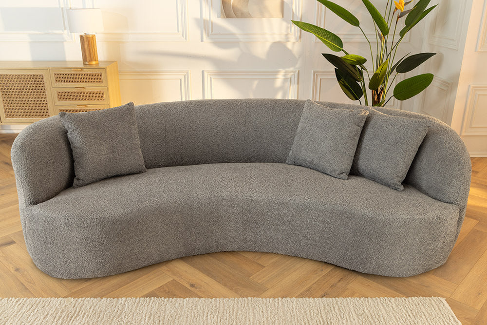 ATELIER Modernes Sofa 230cm Bouclé 3-Sitzer Couch inkl. Kissen