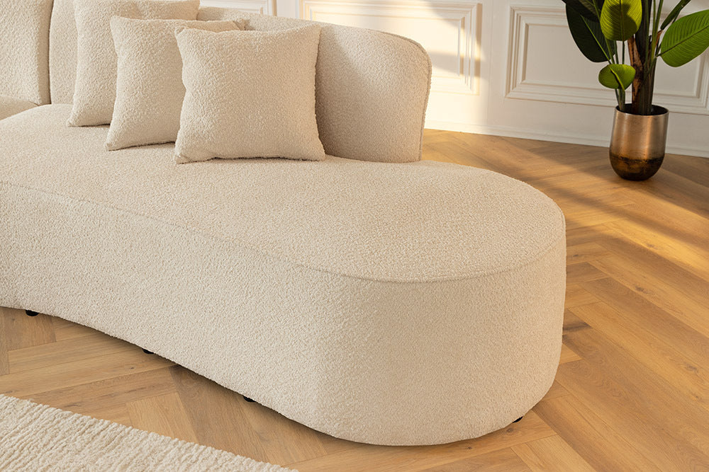 ATELIER L Modernes Sofa 330cm Bouclé XXL-Couch inkl. Kissen