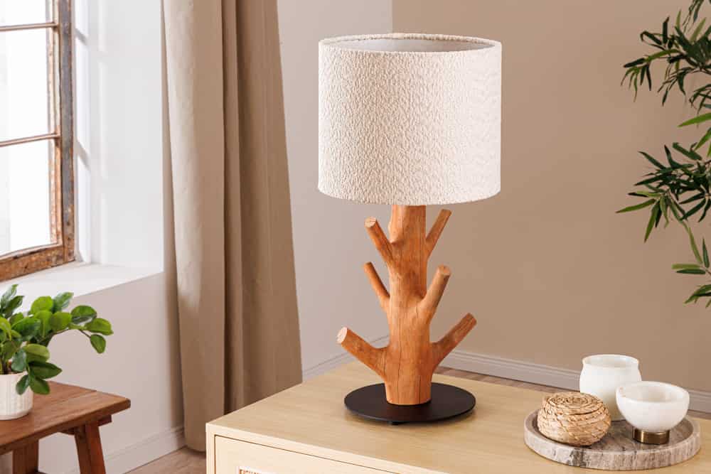 EUPHORIA Handcrafted driftwood table lamp 45cm beige with linen shade