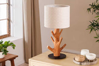 EUPHORIA Handcrafted driftwood table lamp 45cm beige with linen shade