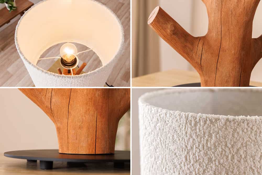 EUPHORIA Handcrafted driftwood table lamp 45cm beige with linen shade