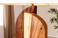 LOVERS Massive Tischlampe 60cm natur Regenbaumholz weißer Stoffschirm