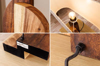 LOVERS Massive Tischlampe 60cm natur Regenbaumholz weißer Stoffschirm