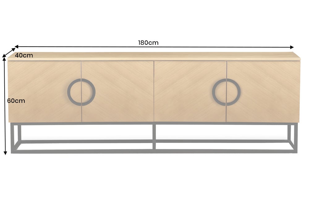 ORGANIC LIVING Solid sideboard 175cm mango wood organic design