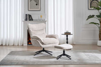 Drehbarer Sessel CLOUD champagner beige Strukturstoff schwarz Metall