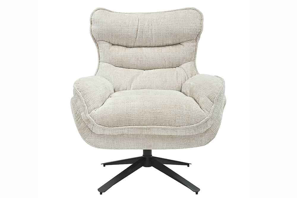 Drehbarer Sessel CLOUD champagner beige Strukturstoff schwarz Metall