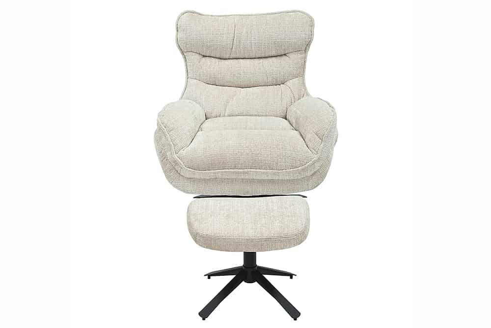 Drehbarer Sessel CLOUD champagner beige Strukturstoff schwarz Metall