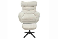 Drehbarer Sessel CLOUD champagner beige Strukturstoff schwarz Metall