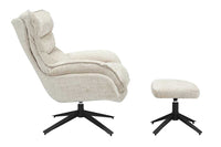 Drehbarer Sessel CLOUD champagner beige Strukturstoff schwarz Metall