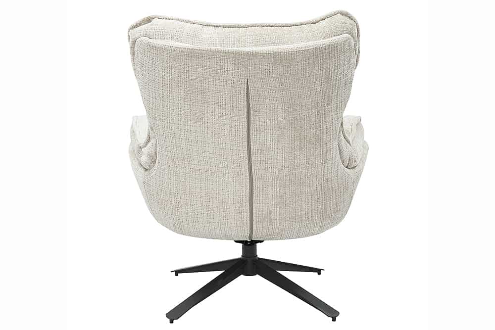 Drehbarer Sessel CLOUD champagner beige Strukturstoff schwarz Metall