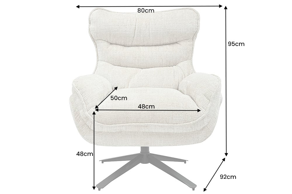 Drehbarer Sessel CLOUD champagner beige Strukturstoff schwarz Metall