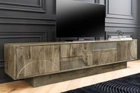 ART DECO Massives TV-Board 200cm braun Mangoholz Lowboard 3D-Front