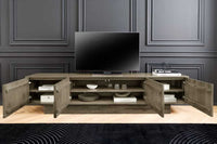 ART DECO Massives TV-Board 200cm braun Mangoholz Lowboard 3D-Front