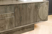 ART DECO Massives TV-Board 200cm braun Mangoholz Lowboard 3D-Front