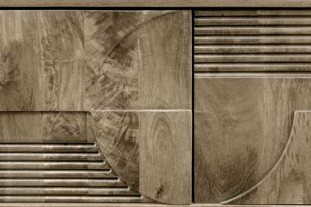ART DECO Massives TV-Board 200cm braun Mangoholz Lowboard 3D-Front
