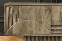 ART DECO Massives TV-Board 200cm braun Mangoholz Lowboard 3D-Front