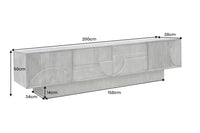 ART DECO Massives TV-Board 200cm braun Mangoholz Lowboard 3D-Front