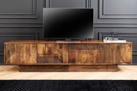 ART DECO Massives TV-Board 200cm braun Mangoholz Lowboard 3D-Front