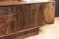 ART DECO Massives TV-Board 200cm braun Mangoholz Lowboard 3D-Front
