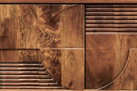 ART DECO Massives TV-Board 200cm braun Mangoholz Lowboard 3D-Front