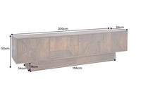 ART DECO Massives TV-Board 200cm braun Mangoholz Lowboard 3D-Front