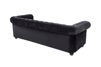 CHESTERFIELD Barock Sofa 205cm schwarz Samt Federkern Knopfheftung 3-Sitzer Couch
