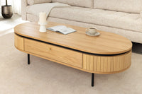 ATELIER Moderner Couchtisch 120cm natur Eiche schwarz mit zwei Schubladen