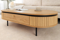 ATELIER Moderner Couchtisch 120cm natur Eiche schwarz mit zwei Schubladen