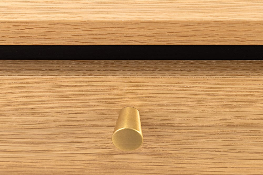 ATELIER Moderner Couchtisch 120cm natur Eiche schwarz mit zwei Schubladen
