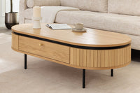 ATELIER Moderner Couchtisch 120cm natur Eiche schwarz mit zwei Schubladen