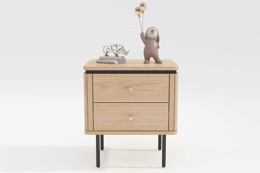 ATELIER Moderner Nachttisch  55cm Eiche Beistelltisch mit Schubladen