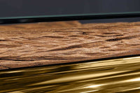 MODERN BAROCK Design Esstisch 200cm natur Teakholz Edelstahl Glasplatte