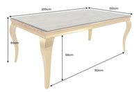 MODERN BAROCK Design Esstisch 200cm natur Teakholz Edelstahl Glasplatte