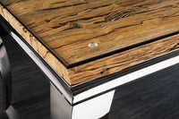 MODERN BAROCK Design Esstisch 200cm natur Teakholz Edelstahl Glasplatte