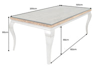 MODERN BAROCK Design Esstisch 200cm natur Teakholz Edelstahl Glasplatte