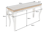 MODERN BAROCK Design Konsolentisch 140cm natur chrom Teakholz Edelstahl Glasplatte