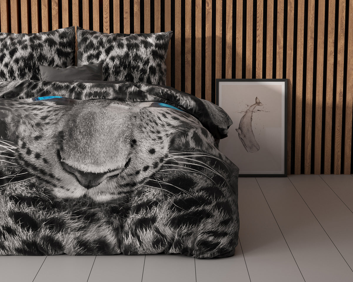 Bettwäsche Gepard Grau Bettbezug mit Kissenbezug