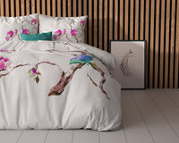Bettwäsche Magnolien Weiß Bettbezug mit Kissenbezug