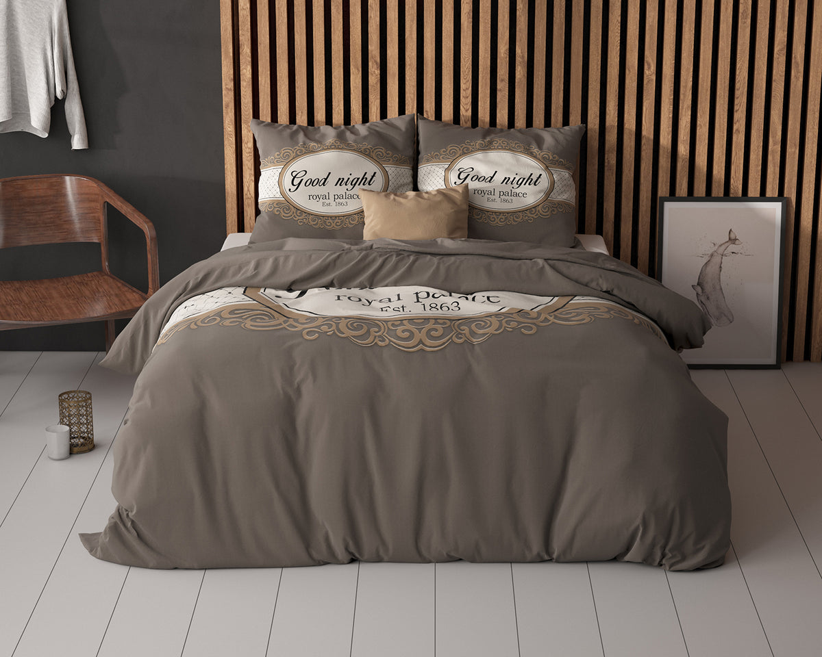 Bettwäsche Königspalast Taupe Bettbezug mit Kissenbezug