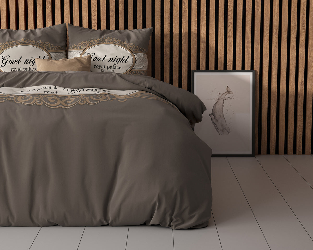 Bettwäsche Königspalast Taupe Bettbezug mit Kissenbezug