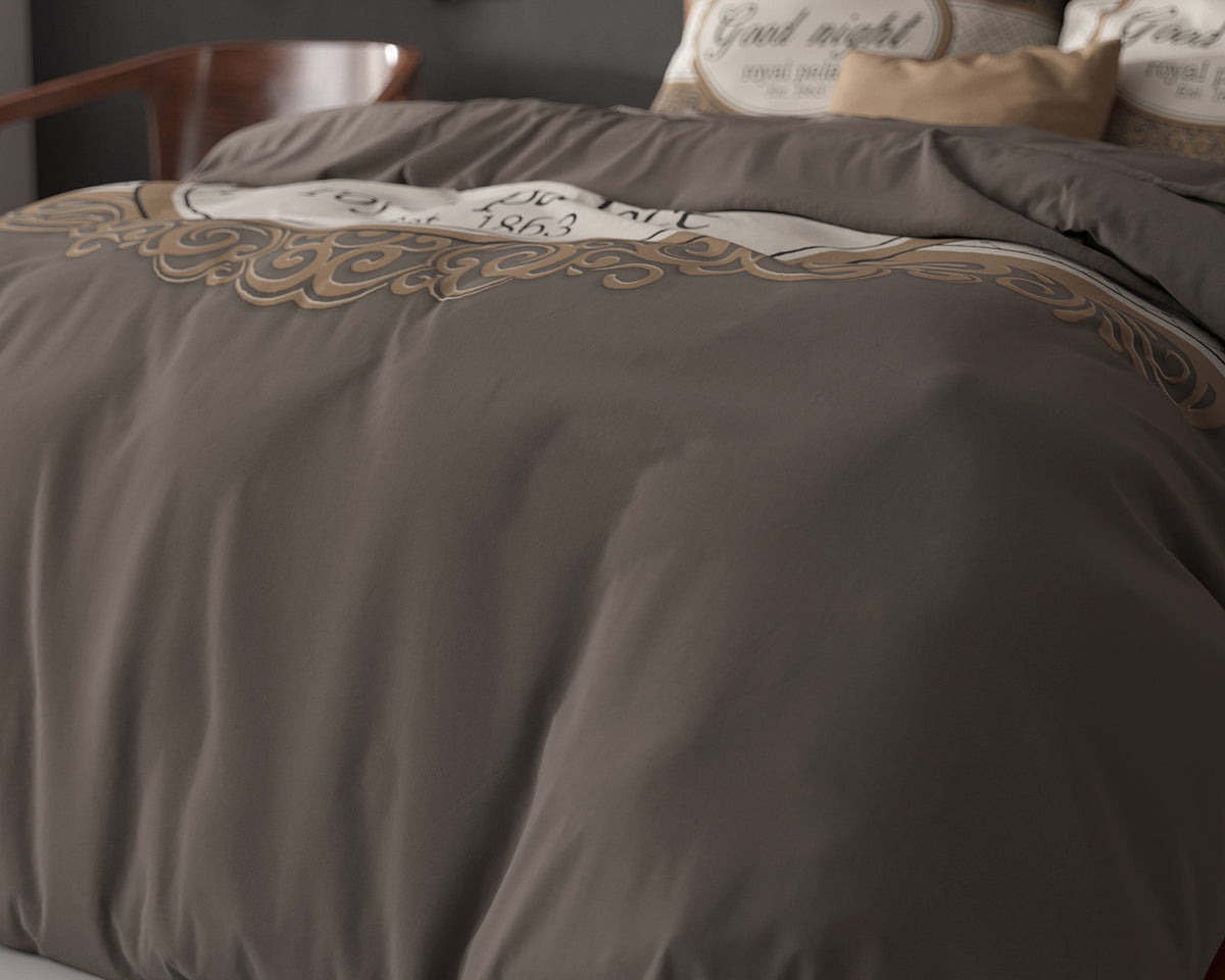 Bettwäsche Königspalast Taupe Bettbezug mit Kissenbezug