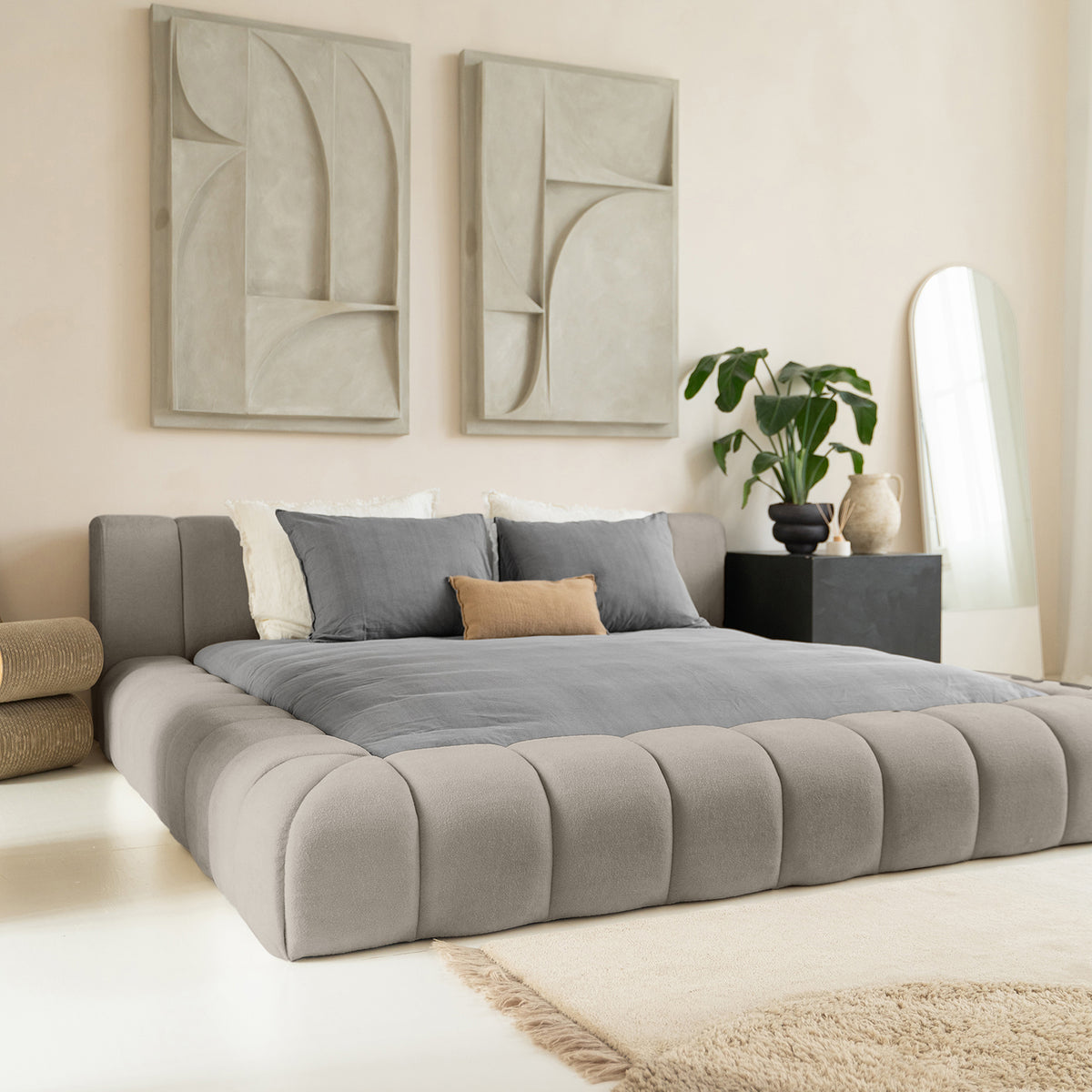 Sitheim-Europe upholstered bed Adore design bed incl. hybrid pocket mattresses 26 cm (1x bed frame, 2x slatted frames, 1x mattress)