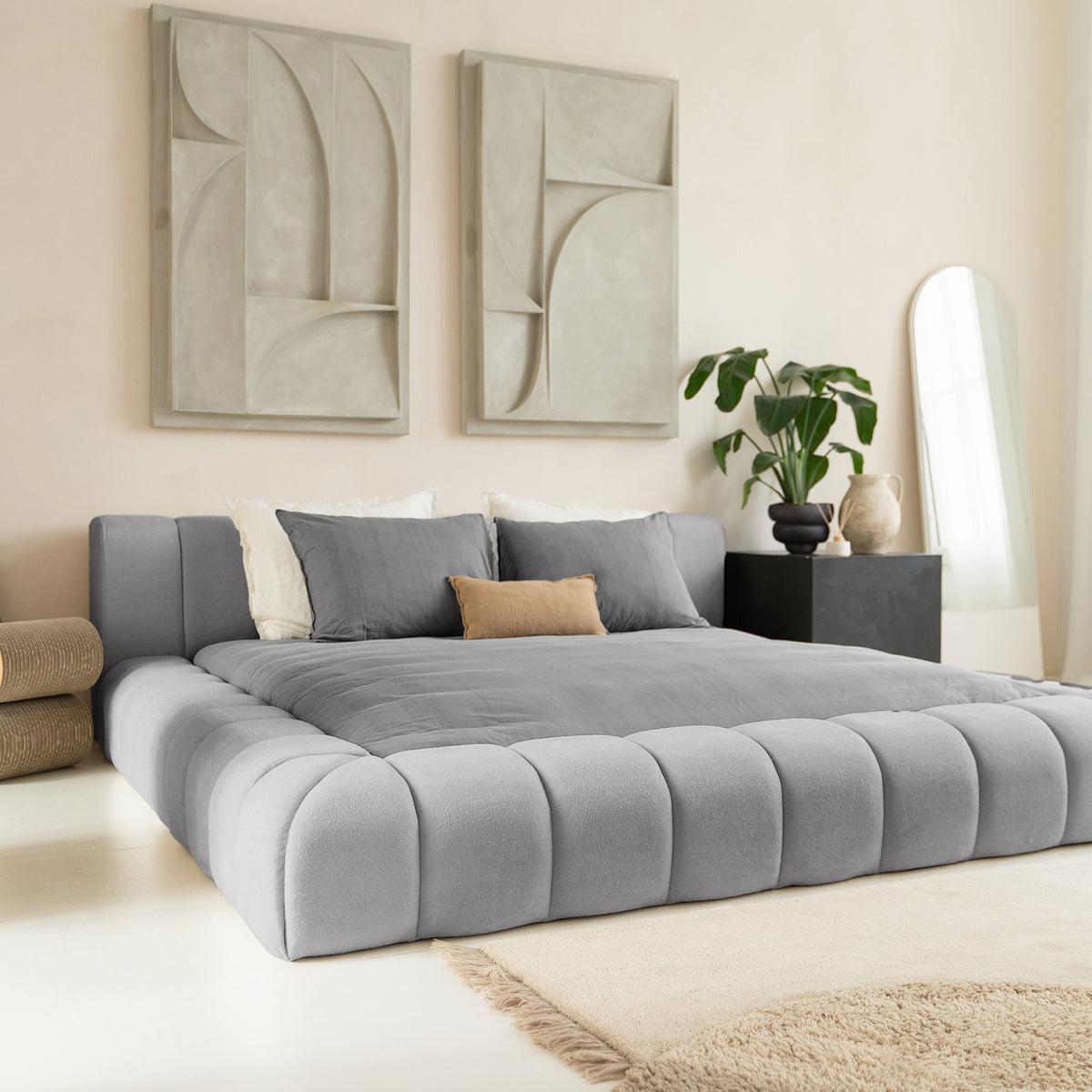 Sitheim-Europe upholstered bed Adore design bed incl. hybrid pocket mattresses 26 cm (1x bed frame, 2x slatted frames, 1x mattress)