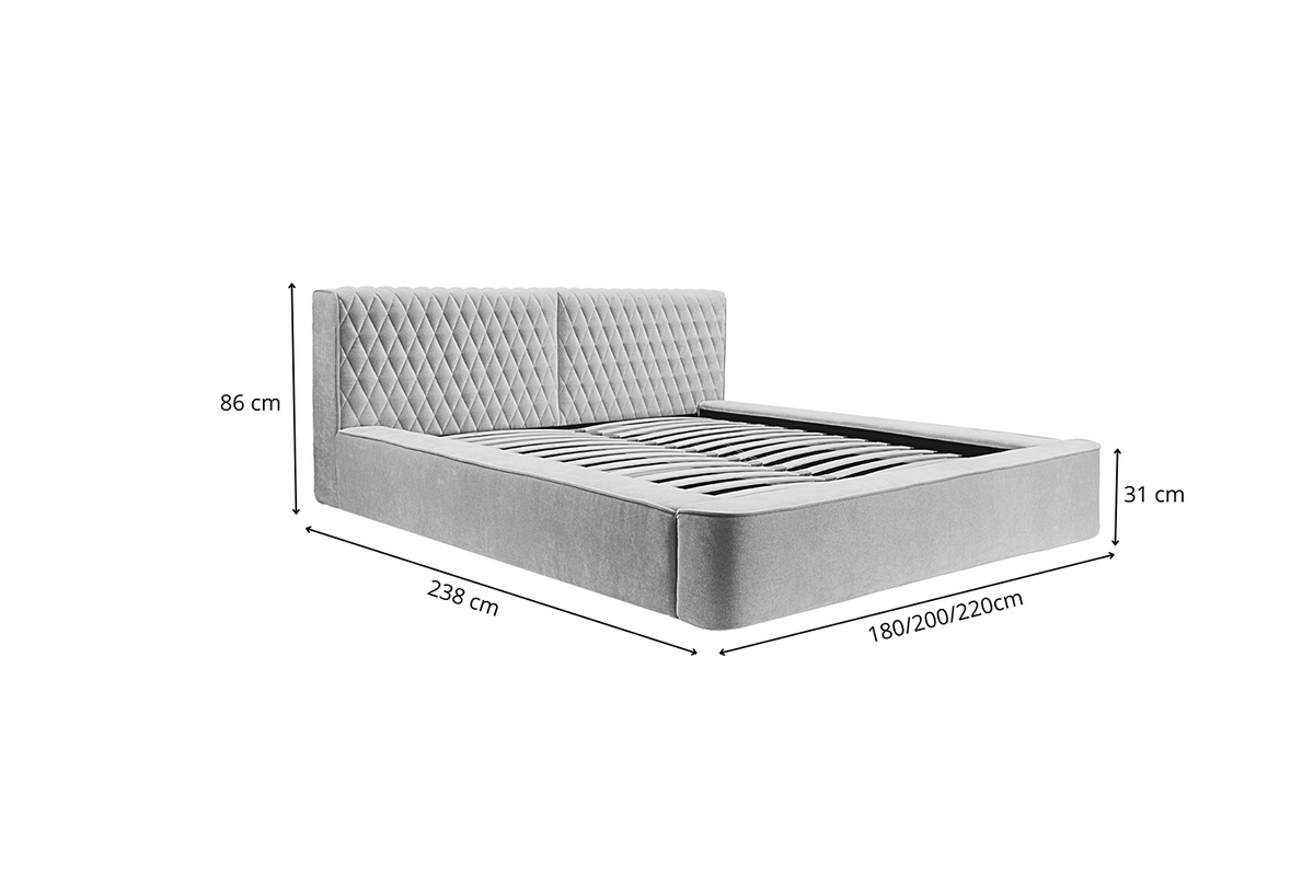 Designer Polsterbett Azzuro mit Stauraum